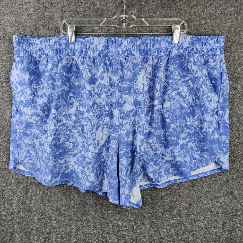 Tek Gear Shorts Womens 3X Blue Marble Print Mesh Liner Zipper Pocket EUC